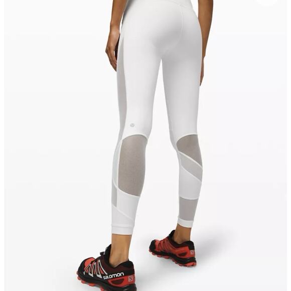 Lululemon Leggings White Clear the Court Tight 28" Size 4 Mesh Vented Logo Pant - Picture 2 of 16